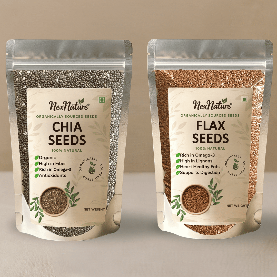 NexNature Premium Chia Seeds and Flax Seeds Combo