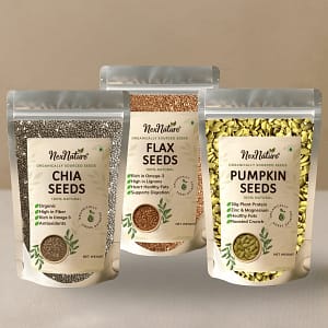 chia seeds, flax seeds and pumpkin seeds combo
